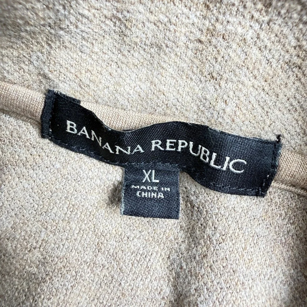 Banana Republic Quarter Zip Men XL Tan Heathered Sweater Old Money Quiet Luxury